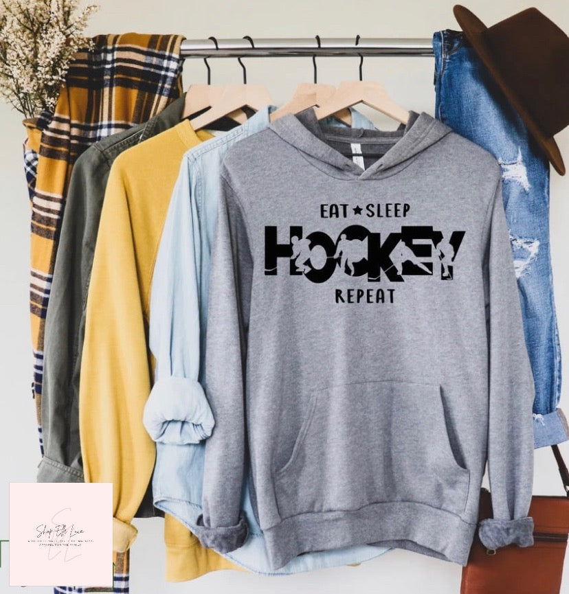 Eat Sleep Hockey Repeat -Adult Hoodie