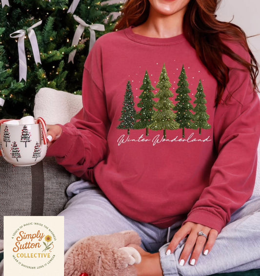 Winter Wonderland Christmas Trees Long Sleeve - Adult Long Sleeve T-shirt