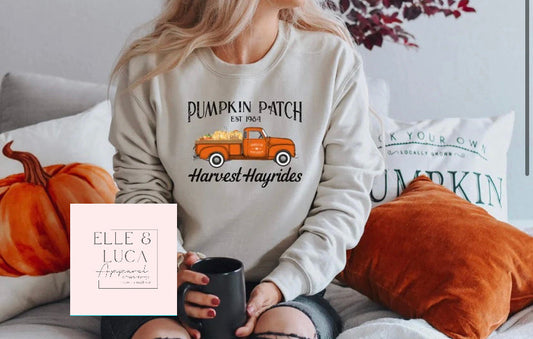 Pumpkin Patch Harvest Hayrides |  Crewneck Unisex Sweatshirt