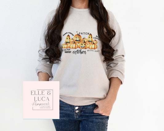 October Farm Fresh Pumpkin Patch Season |  Crewneck Unisex Sweatshirt
