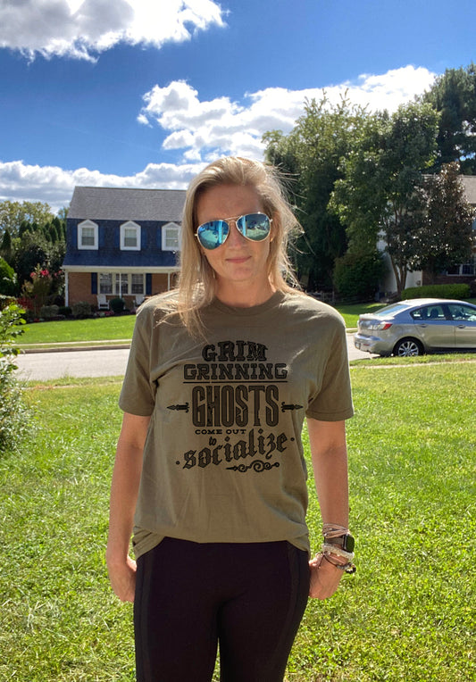 Grinning Ghosts- Adult Unisex Crewneck T-shirt